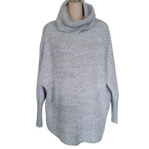 Moon & Madison Gray White Cowl Neck Textured Oversized Sweater Size Women's Smal